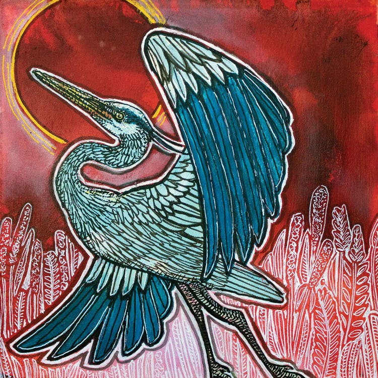 Uprising (Great Blue Heron) by Lynnette Shelley wall art