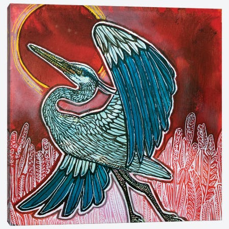 Uprising (Great Blue Heron) Canvas Print #LSH619} by Lynnette Shelley Canvas Artwork