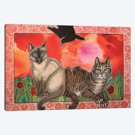Cats In The Garden Canvas Print #LSH620} by Lynnette Shelley Art Print