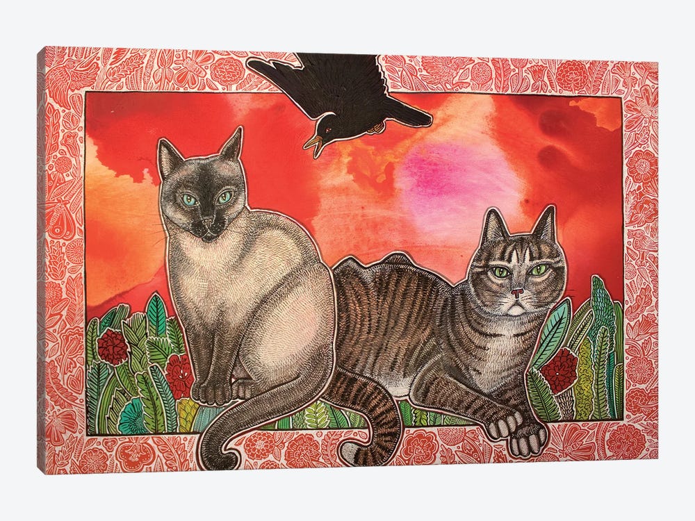 Cats In The Garden by Lynnette Shelley 1-piece Canvas Print
