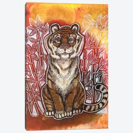 Tiger In The Bamboo Canvas Print #LSH628} by Lynnette Shelley Art Print