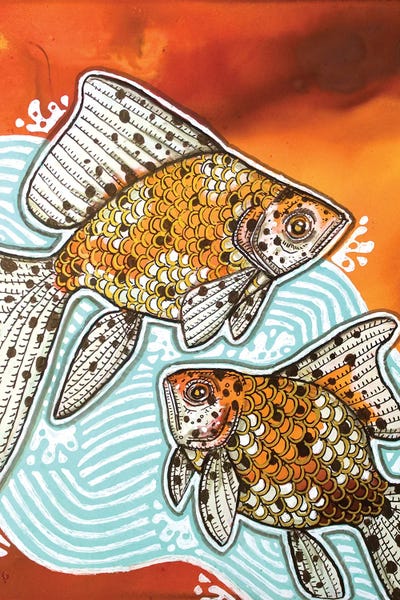 Two Calico Goldfish by Lynnette Shelley canvas print