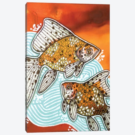 Two Calico Goldfish Canvas Print #LSH634} by Lynnette Shelley Canvas Art Print