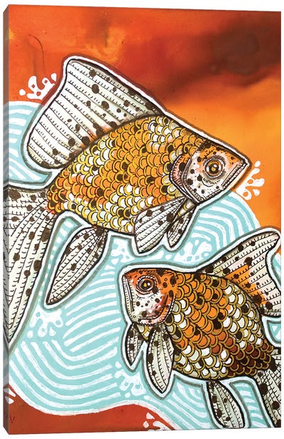 Two Calico Goldfish Canvas Art Print - Goldfish Art
