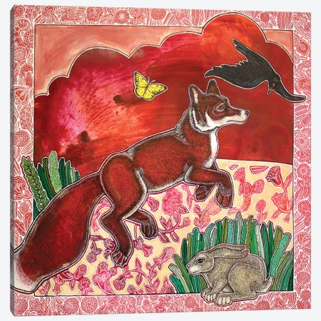 Running Fox Canvas Print #LSH636} by Lynnette Shelley Canvas Art Print