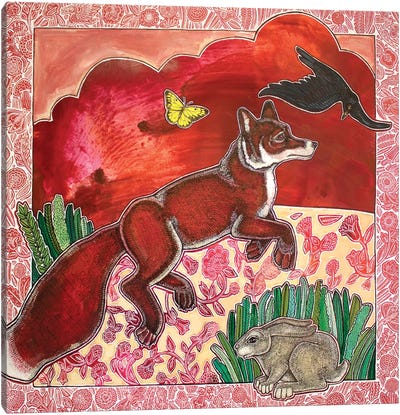 Running Fox Canvas Art Print - Lynnette Shelley