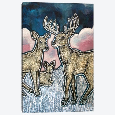 Deer At Dusk Canvas Print #LSH638} by Lynnette Shelley Canvas Artwork