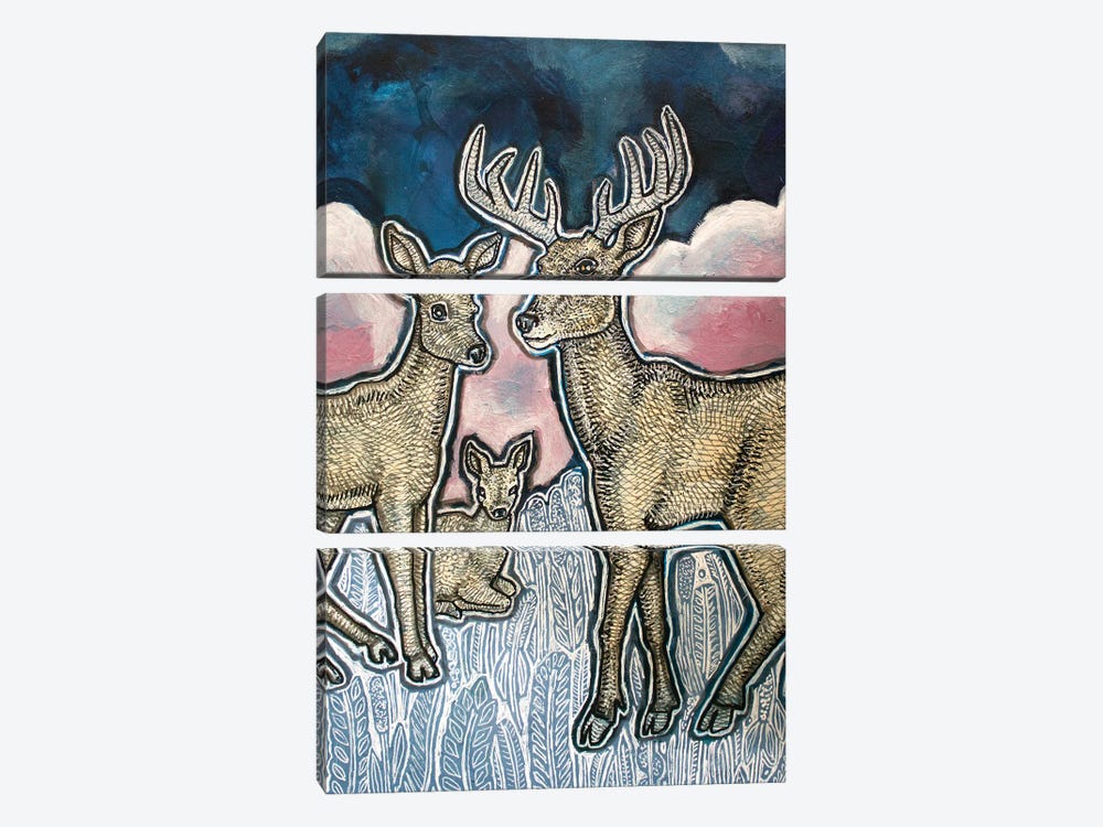 Deer At Dusk by Lynnette Shelley 3-piece Canvas Wall Art