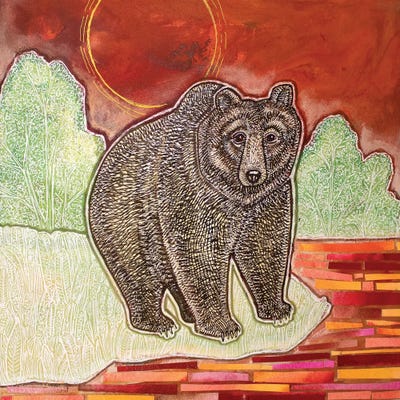 Brown Bear At Red River by Lynnette Shelley framed canvas print