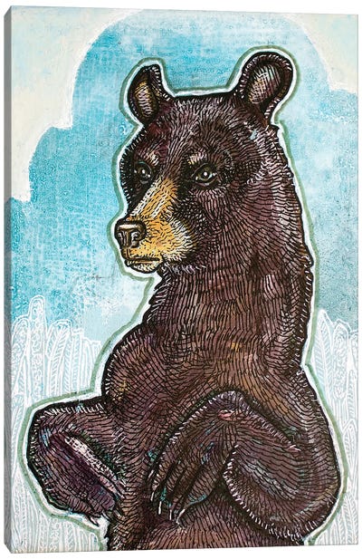 Young Bear Standing Canvas Art Print - Brown Bear Art