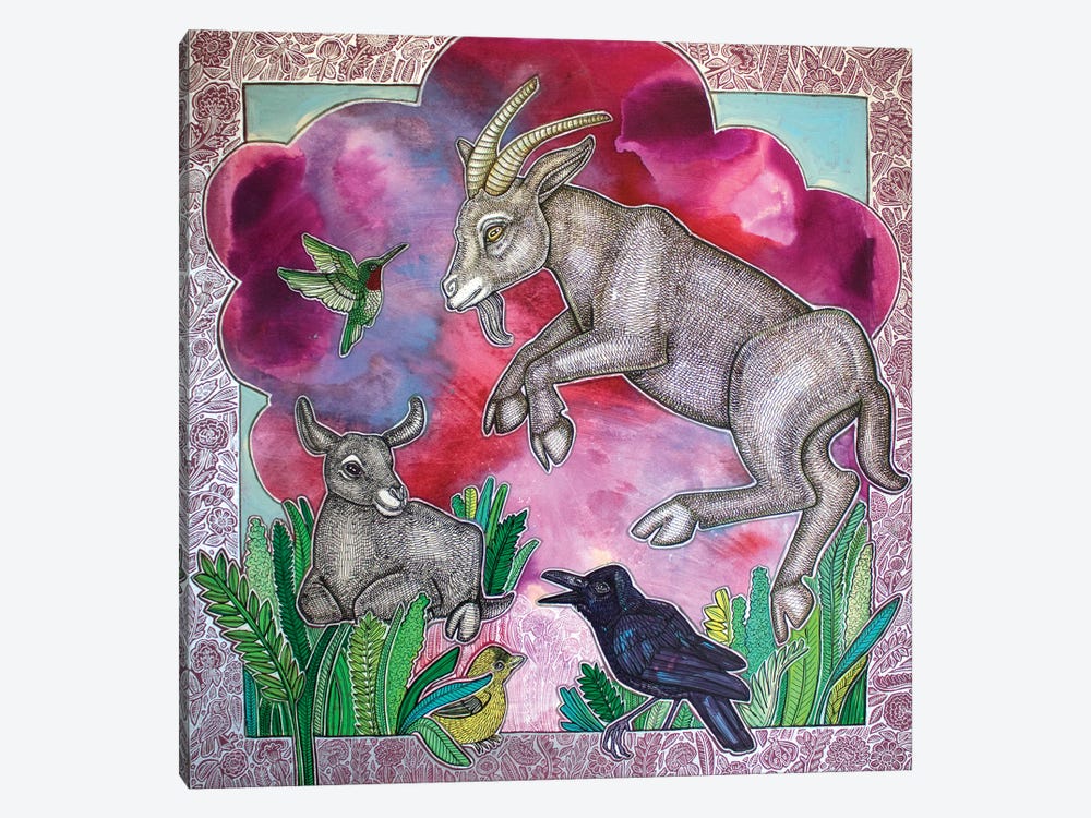 Jumping Goat by Lynnette Shelley 1-piece Canvas Wall Art