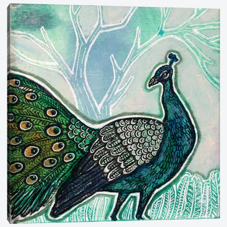 Peacock Of The Walk Canvas Print #LSH665} by Lynnette Shelley Canvas Wall Art