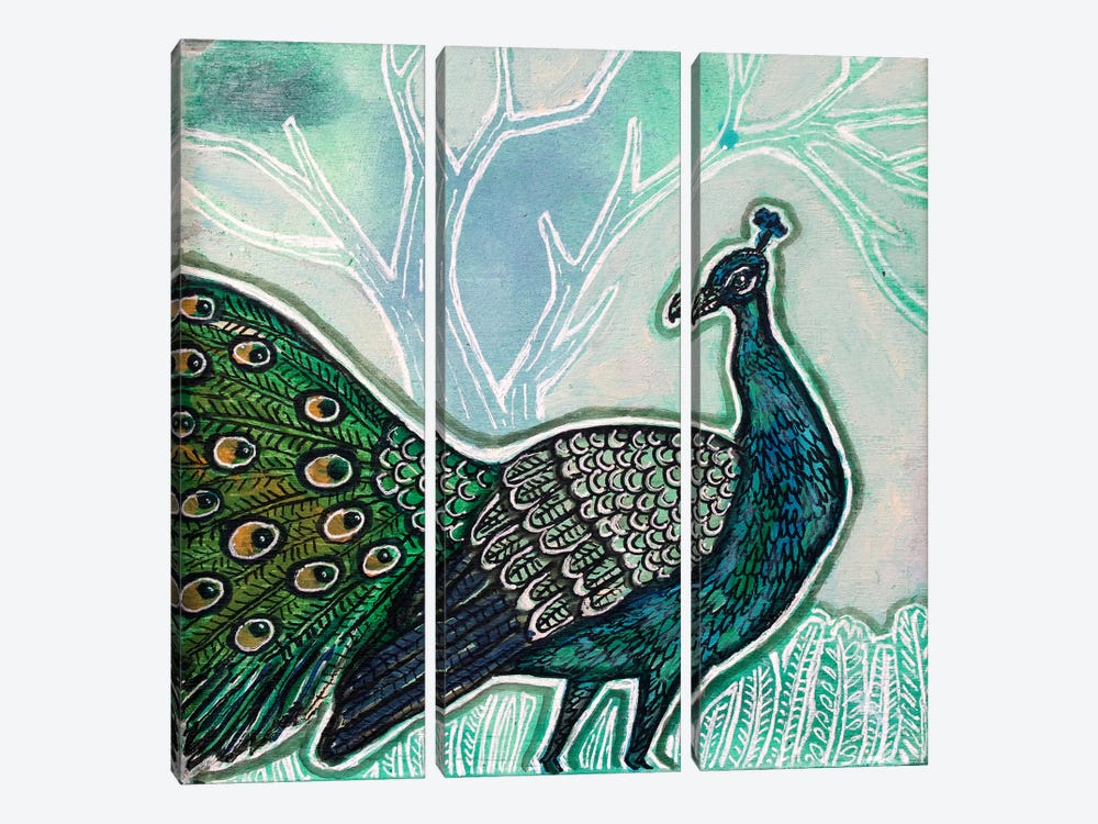 Peacock Of The Walk by Lynnette Shelley 3-piece Canvas Artwork