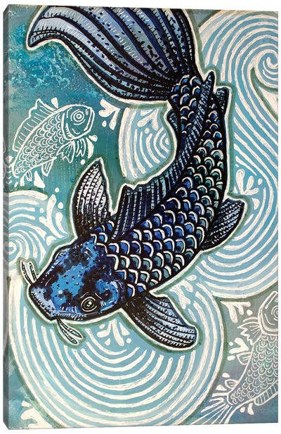 Blue Koi Canvas Art Print - Lynnette Shelley