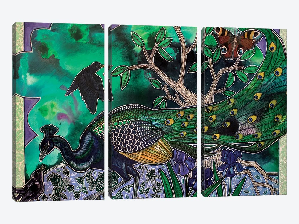 The Peacock's Garden by Lynnette Shelley 3-piece Canvas Print