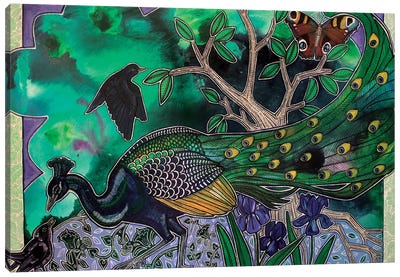 The Peacock's Garden Canvas Art Print - Lynnette Shelley