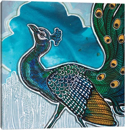 Strutting Peacock Canvas Art Print - Lynnette Shelley