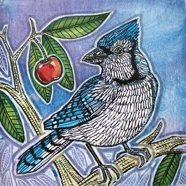 The Art Of The Feather: Sweet Cherry Blue by Lynnette Shelley