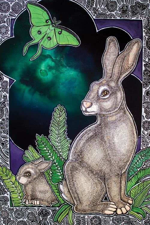 Rabbit Moon Rising by Lynnette Shelley wall art