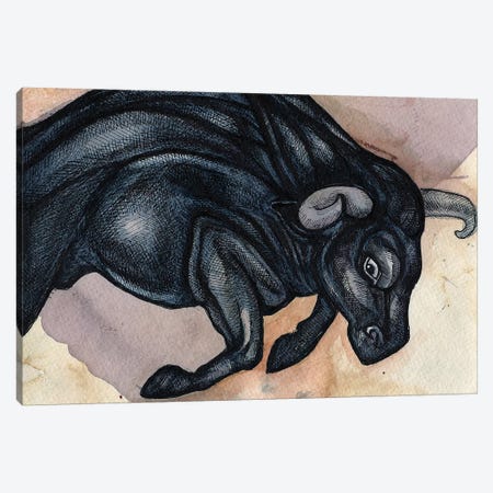 Running Bull Canvas Print #LSH80} by Lynnette Shelley Art Print