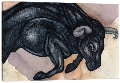 Running Bull Canvas Art Print - Lynnette Shelley