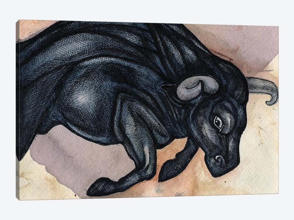 Running Bull by Lynnette Shelley 1-piece Canvas Print