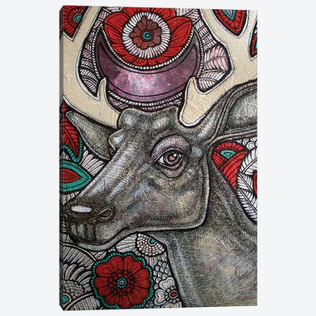 Stag And Rose Canvas Print #LSH87} by Lynnette Shelley Canvas Wall Art