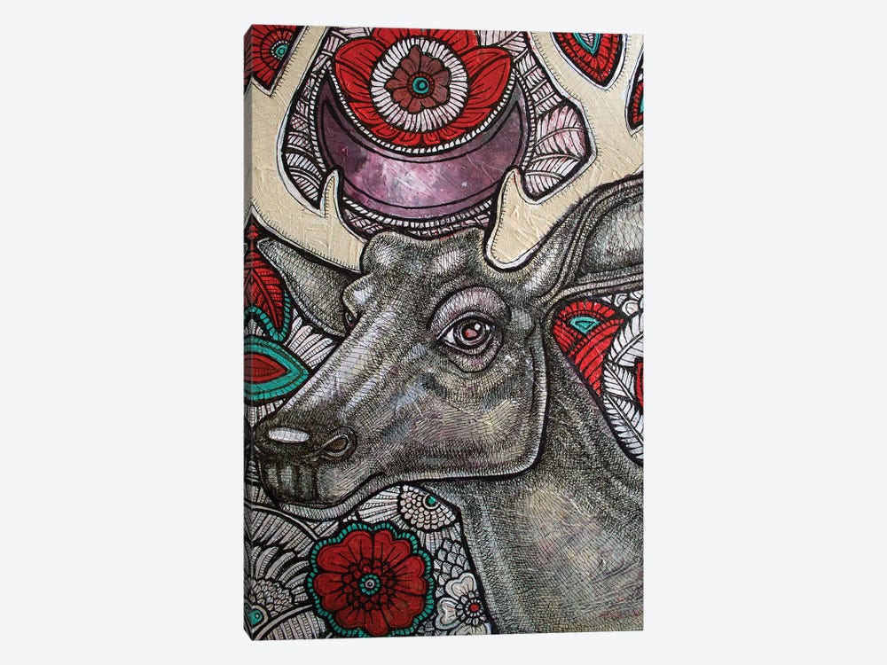 Stag And Rose by Lynnette Shelley 1-piece Canvas Artwork