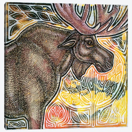 Standing Moose Canvas Print #LSH88} by Lynnette Shelley Canvas Art Print