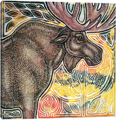 Standing Moose Canvas Art Print - Lynnette Shelley