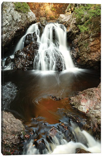 Waterfall In Autumn, Nova Scotia, Canada - Vertical Canvas Art Print