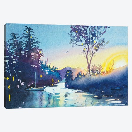 Rabbit Island Sunset Canvas Print #LSM118} by Luisa Millicent Canvas Art Print
