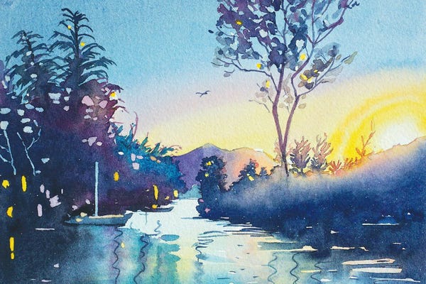 Luisa Millicent: Rabbit Island Sunset by Luisa Millicent