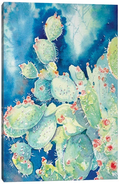 Topanga Prickly Pear Cactus Canvas Art Print - Luisa Millicent