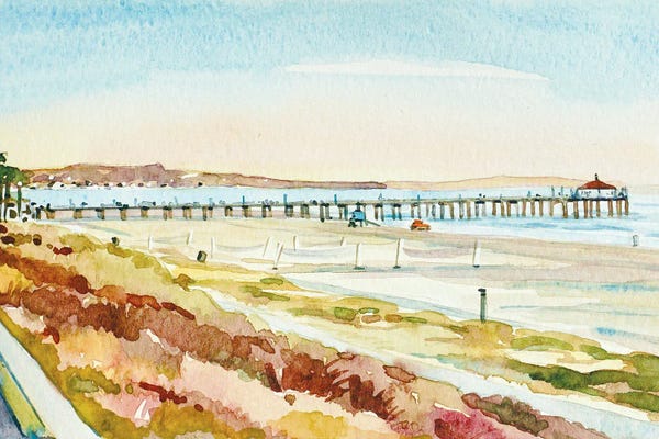 Luisa Millicent: Manhattan Beach Pier At Dusk by Luisa Millicent