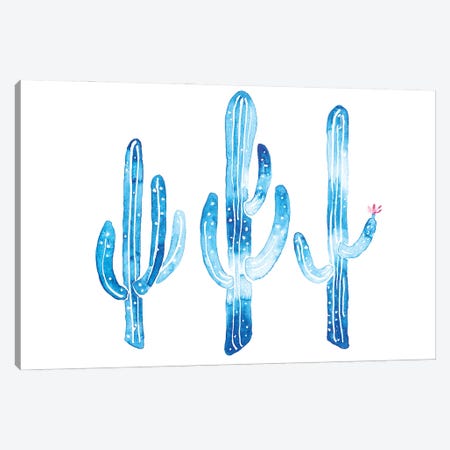 Blue Cactus Canvas Print #LSM126} by Luisa Millicent Art Print