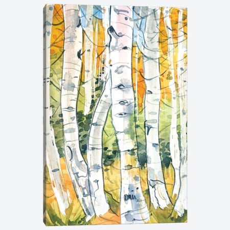 Autumn Birch Trees Canvas Print #LSM152} by Luisa Millicent Canvas Art Print