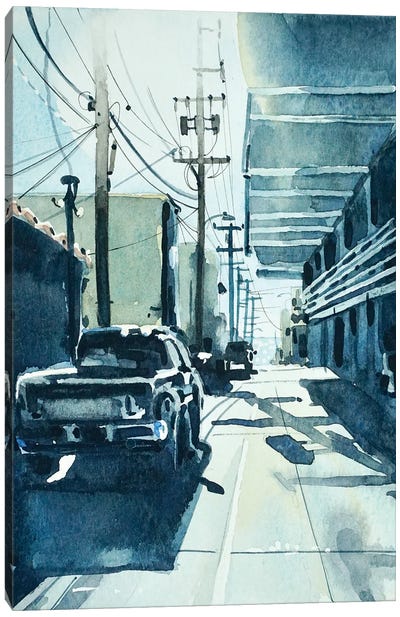 Manhattan Beach Downtown Alley Canvas Art Print - Luisa Millicent