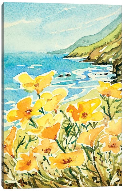 Poppies on the way to Carmel Canvas Art Print - Luisa Millicent