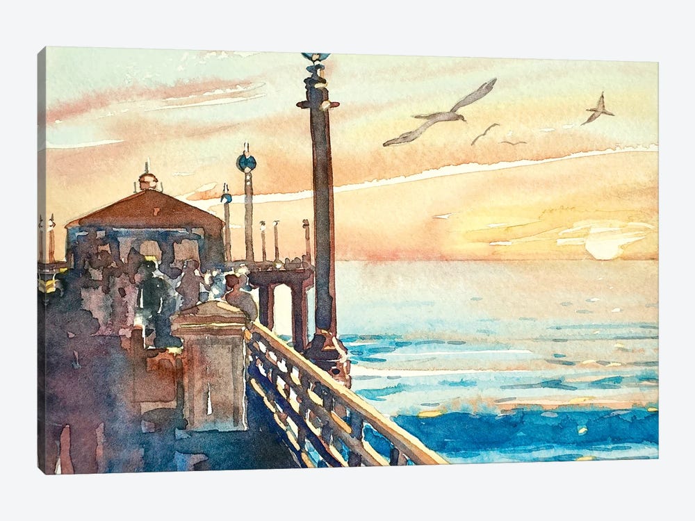 The Pier at Manhattan Beach by Luisa Millicent 1-piece Canvas Art