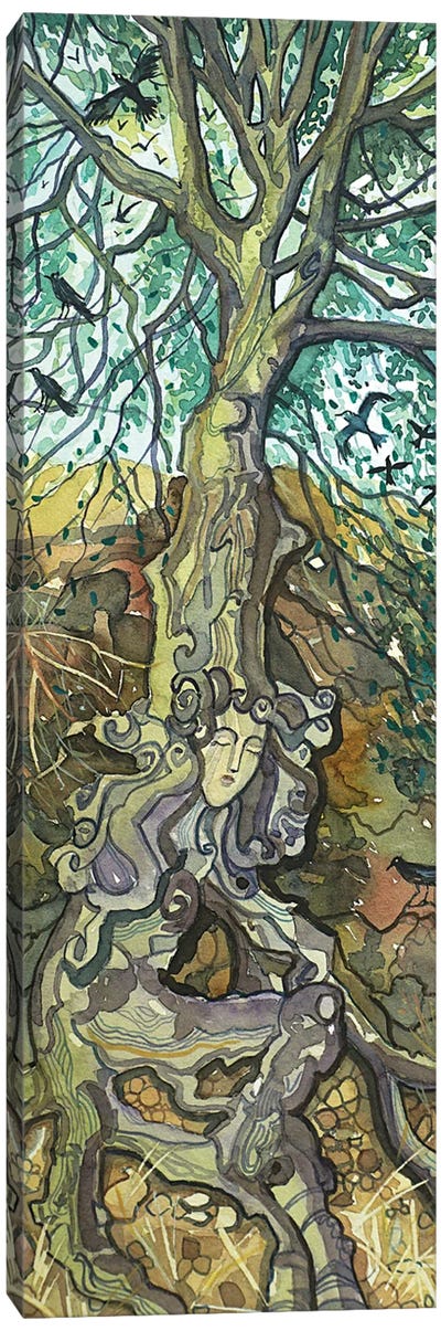 Oak Lady Of Lake Vista Canvas Art Print - Intricate Watercolors