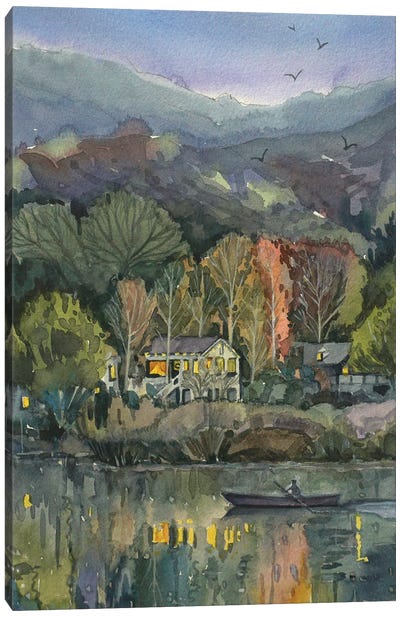 November Evening On Lake Malibou Canvas Art Print - Los Angeles Art