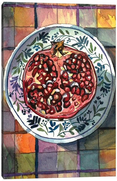 Pomegranate Delight Canvas Art Print - Intricate Watercolors