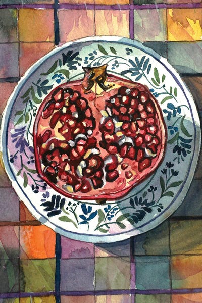 Intricate Watercolors: Pomegranate Delight by Luisa Millicent