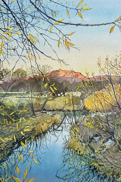 Intricate Watercolors: Lady Face And Medea Creek Winters Afternoon by Luisa Millicent