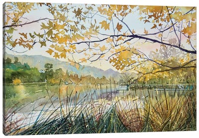 South Lake Shore Canvas Art Print - Intricate Watercolors