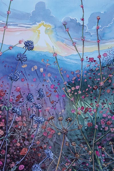 Luisa Millicent: Stormy Sunset At Rocky Oaks by Luisa Millicent