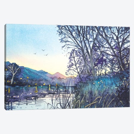 April Dusk - Malibou Lake Canvas Print #LSM29} by Luisa Millicent Canvas Art