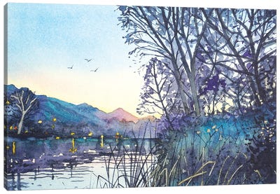 April Dusk - Malibou Lake Canvas Art Print - Luisa Millicent