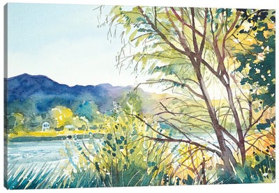 Fall - Malibou Lake Canvas Art Print - Luisa Millicent